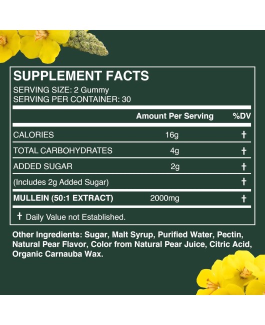 Amazon's hot selling Mullein Gummies, 60 pieces of verbasco gummies, sourced from a factory for cross-border exclusive use