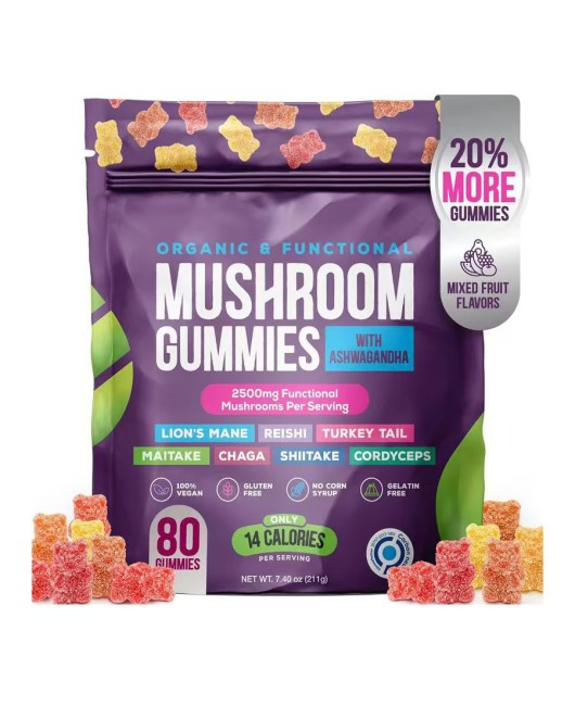 Spot mushroom gummies dietary supplement supports vegetarian nutrition, health, and immunity with 80 MUSHROOMGUMMI capsules