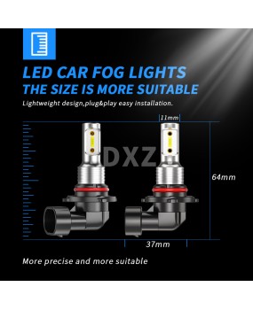 DXZ Cross border Car Lights 1860 Light Source Automotive LED Fog Lights 9005/HB3 9006/HB4 Anti fog Lights LED Car Lights