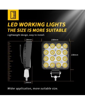 DXZ car LED work light 28MM square 4-inch 16 bead 48W shovel light fork light auxiliary lighting spotlight