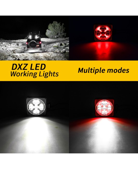 DXZ car LED work light 3-inch square 63W constant light+flashing multi-mode work light maintenance auxiliary light