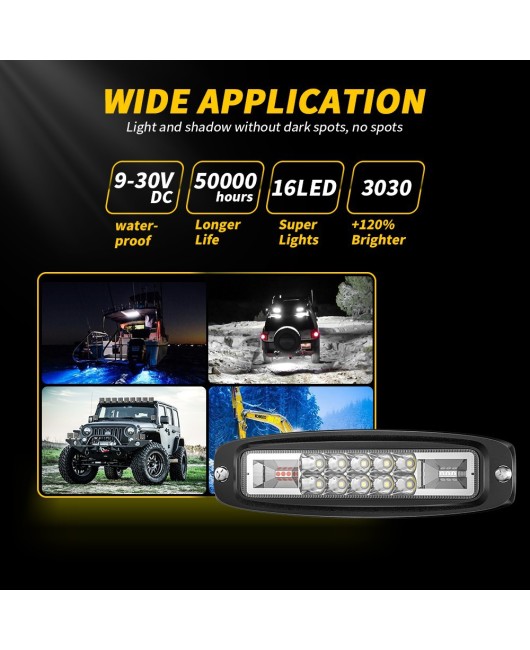 DXZ Automotive LED Work Light One line Embedded 48W Dual Color Flashing Auxiliary Light LED Off Road Vehicle Spotlight