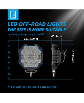 DXZ new product 5x5 '' square work light 45W 16LED flood lighting auxiliary light off-road vehicle modification spotlight