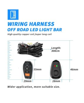 DXZ car LED work light strip light spotlight multi-mode flashing wireless control harness 3M18AWG wire group