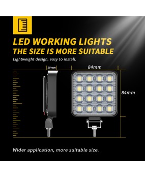 DXZ car LED work light 3-inch square convex lens 16 light 48W auxiliary light modification headlight spotlight