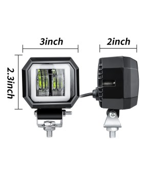 DXZ Square 3-inch 7D 20W Automotive LED Motorcycle Spotlight with Aperture LED Inspection Light Work Light Driving