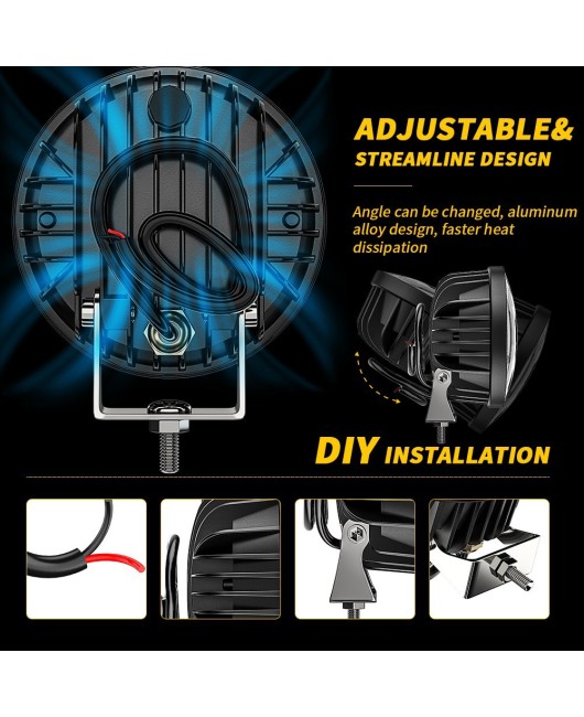 DXZ 4-inch circular car LED work light spotlight driving light 9-30V with wiring harness off-road spotlight set