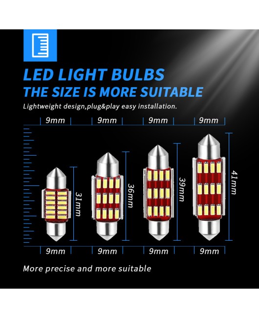 DXZ canbus decoding double pointed 4014 12SMD 31M 36MM 39MM 41MM roof light license plate light