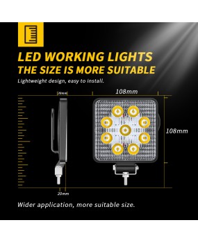 DXZ car spotlight LED work light 4-inch square 9-light 27W auxiliary light 4x4 modified off-road vehicle driving light