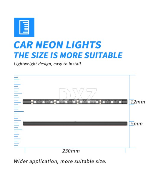 DXZ Automotive Decorative Light APP Control One to Four 48LED Interior Neon Lights RGB Foot Atmosphere Lights 12 Lights