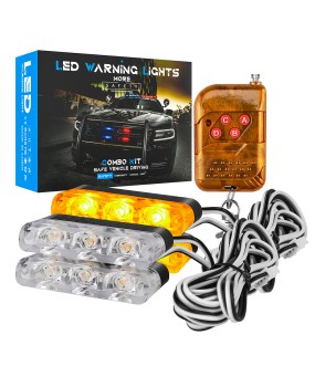 DXZ car internet celebrity blue flashing warning light wireless remote control clip road light one to four 3 LED grille light