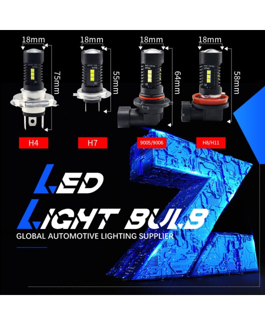 DXZ cross-border exclusive car LED headlights 3030 H7 12LED 60W car high-power LED fog lights