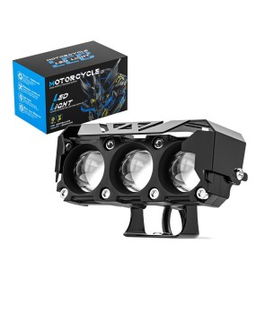 DXZ car motorcycle spotlight LED headlight dual color three eye high and low beam waterproof electric motorcycle paving headlight