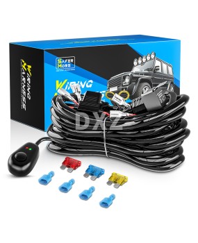 DXZ off-road LED light strip harness kit 12V relay switch one to two 18AWG long work light wire group