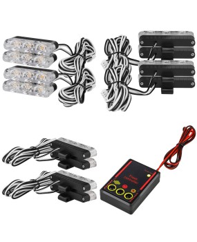 DXZ car grille light remote control clip multi-mode strobe opening red and blue flashing warning light, one drag four 3LED