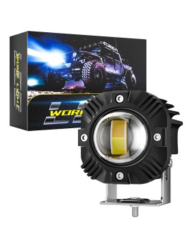 DXZ motorcycle spotlight yellow and white dual color LED laser cannon 30W high brightness with lens for high and low beam paving street lights