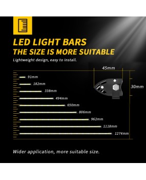 DXZ ultra-thin COB small single row LED strip light work light suitable for off-road vehicles, trucks, engineering vehicles, grille lights