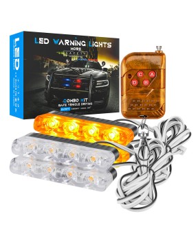 DXZ wireless remote control 4pcs one to four LED car grille flashing warning light grille clip light 4 * 4LED