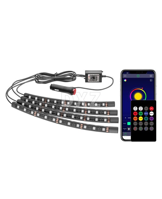 DXZ APP+Wireless Remote Control Interior Atmosphere Light Automotive LED Interior Lights 48 Lights One to Four RGB Foot Lights