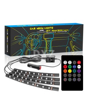 DXZ Car Interior Atmosphere Light RGB Colorful Voice Controlled 36LED Music Rhythm Atmosphere Light Foot Light Decorative Light