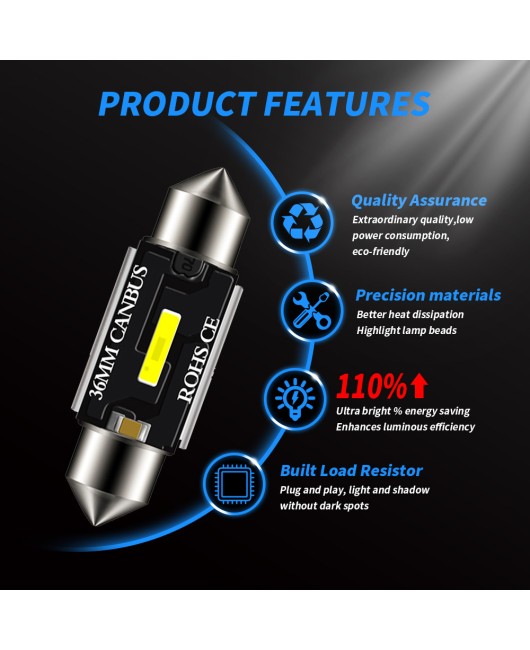 CANBUS decoding 1860 double pointed light 31MM 36MM 39MM 41MM car LED roof light reading light