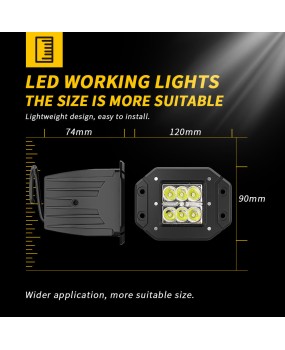 DXZ car LED work light 18W square embedded off-road vehicle Wrangler tank 300 modified fog light spotlight