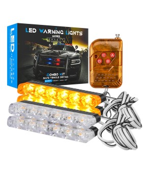 DXZ car grille grille small yellow light modification daytime running light one to four 6LED wireless remote control strobe warning light