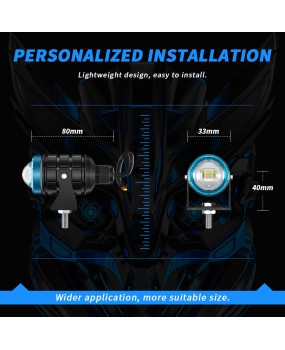 DXZ hot selling motorcycle spotlight headlight 12-80V waterproof M1 dual color small steel cannon LED far and near integrated waterproof