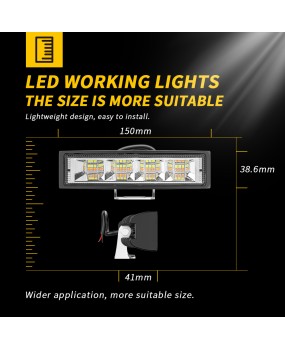 DXZ long strip dual color white and yellow 6-inch straight shaped 24LED driving fog light warning light driving car LED work light