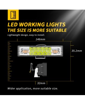 DXZ car LED work light in a straight line, 6-inch 16LED, 48W or so, flashing warning, daytime signal auxiliary light