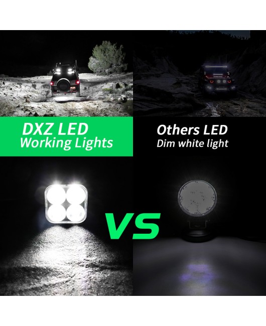 DXZ car LED work light always on+flashing 4LED spotlight 9-30V20W auxiliary light modified motorcycle headlight