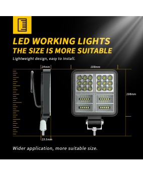 DXZ car LED work light square 4-inch 59LED with angel eyes DRL driving modification off-road headlight