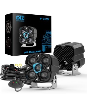 DXZ brand launches 4 '' off-road spotlight work light square 60W dual beam high and low beam headlight laser spotlight