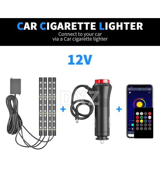 DXZ Automotive LED Atmosphere Light Car APP Atmosphere Light Cross border Popular Car Phone Bluetooth Foot Decoration Light