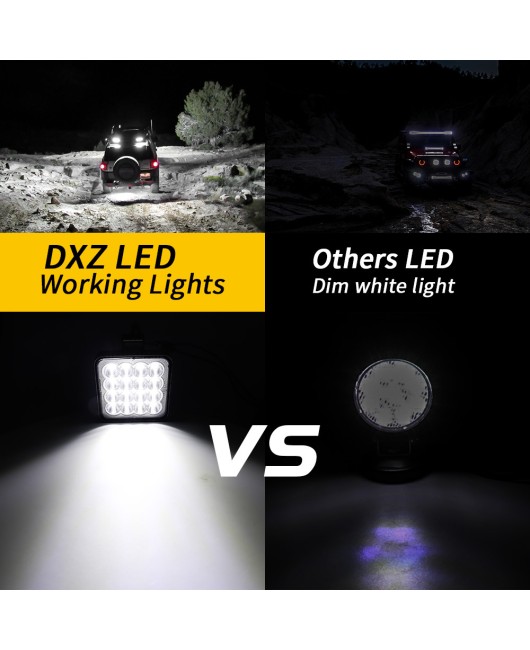 DXZ car LED work light mini model square reflector cup 16 light 48W auxiliary light headlight modification