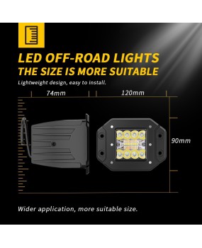 DXZ embedded fog light car LED work light white yellow dual color 6 modes off-road driving spotlight set