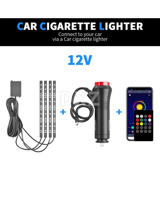 DXZ APP+Wireless Remote Control Interior Atmosphere Light Automotive LED Interior Lights 48 Lights One to Four RGB Foot Lights