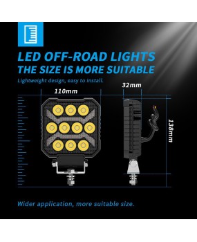 DXZ Black Knight 4-inch DRL square work light modified with LED off-road lights, headlights, spotlight assist lights