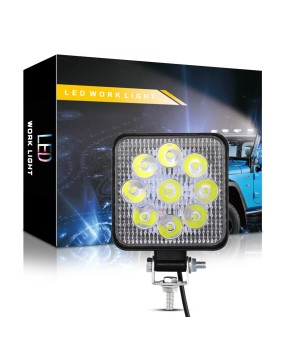 DXZ car LED work light mini square 9-light 27W auxiliary light off-road modification headlight spotlight headlight