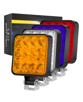 DXZ car LED work light 12V mini plastic square 16 light 48W driving assistance light modified headlight