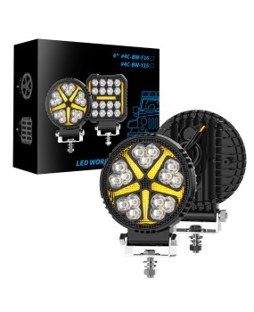 DXZ Black Knight 4-inch DRL Circular Work Light Automotive 15LED Work Light Off Road Light Auxiliary Front Light