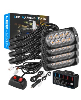 DXZ one to four 32LED car grille explosion warning light strobe light 4PCS * 8LED high brightness grille light 12V