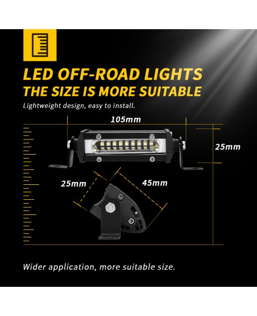 DXZ car LED spotlight modification grille light 9W small single row LED strip light floodlight motorcycle lighting