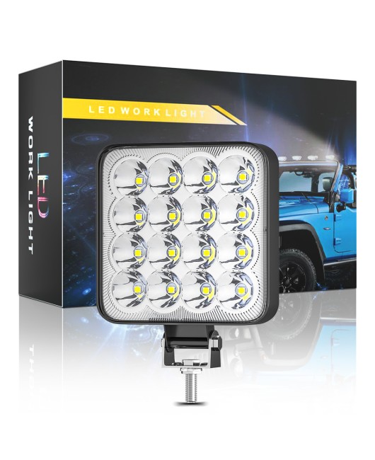 DXZ car LED work light mini model square reflector cup 16 light 48W auxiliary light headlight modification