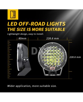 DXZ 9-inch work light 37LED 185W LED driving light off-road vehicle modification LED spotlight front bumper headlight