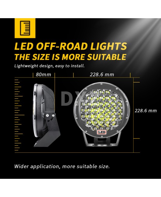 DXZ 9-inch work light 37LED 185W LED driving light off-road vehicle modification LED spotlight front bumper headlight