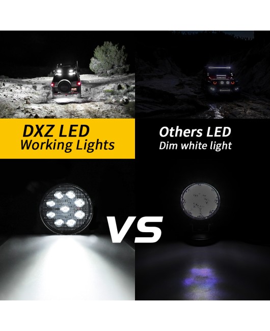 DXZ Automotive LED Work Light Circular 4-inch 9led27W Driving Light Spotlight Truck Engineering Agricultural Machinery Vehicle Lighting