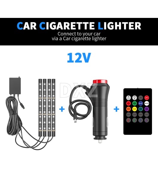 DXZ Automotive Decorative Light APP Control One to Four 48LED Interior Neon Lights RGB Foot Atmosphere Lights 12 Lights