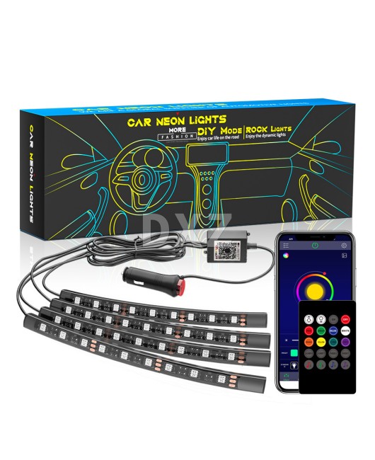 DXZ APP voice controlled car LED ambient light foot ambient light RGB seven color voice controlled 9-light one to four 36LED