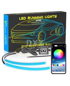 DXZ car LED daytime running light with seven color iridescent ultra-thin light guide strip 30 45 60cmAPP control RGB decorative light